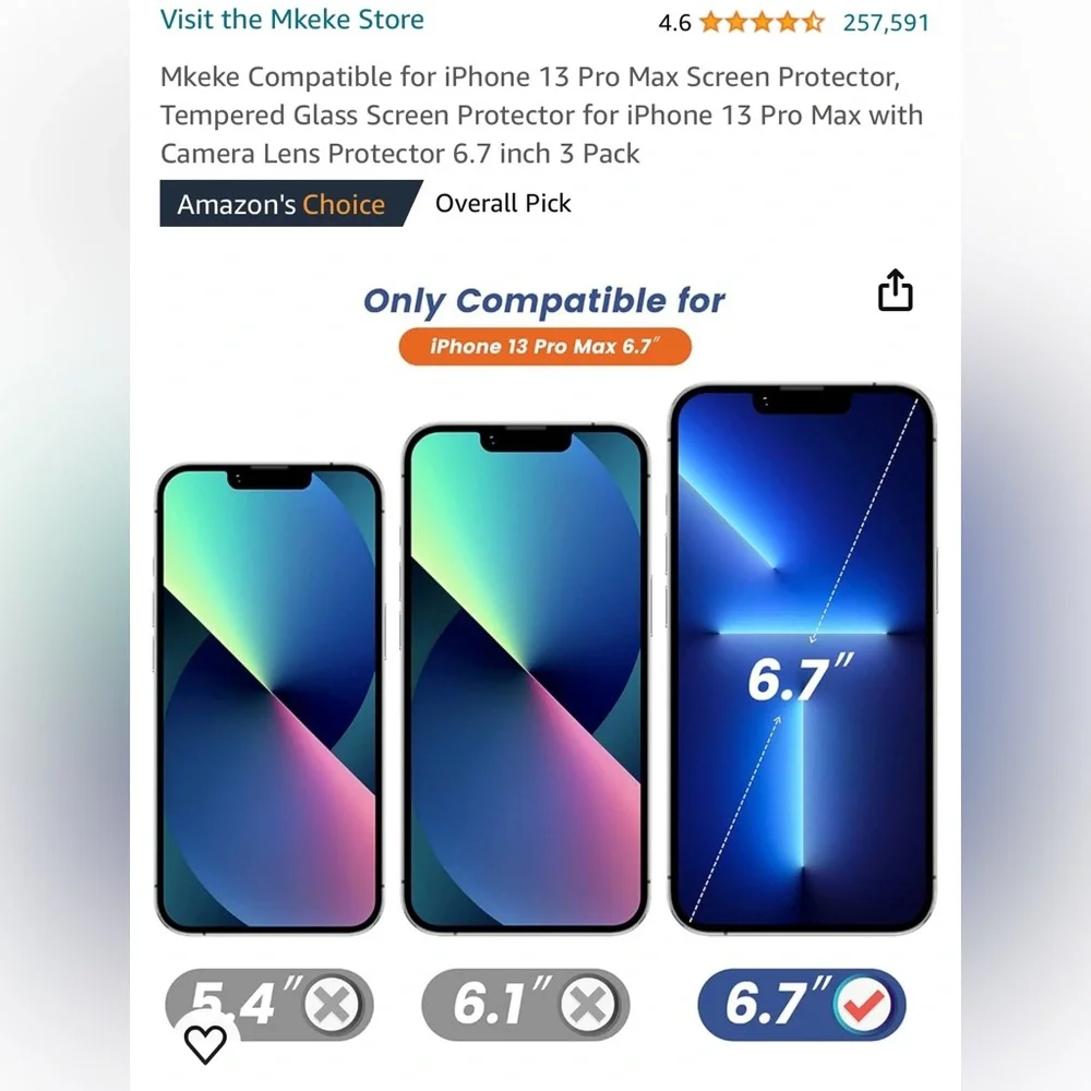 iPhone 13 screen protector 2 pack -tempered glass